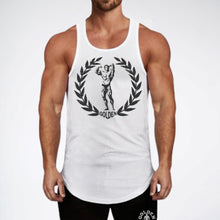 Load image into Gallery viewer, Golden Bodybuilding Crest Tank - White
