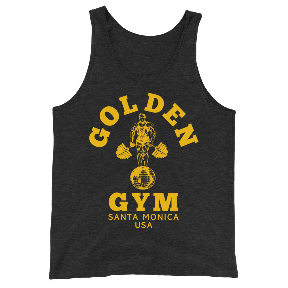 Golden Gym Tank - Charcoal/Gold